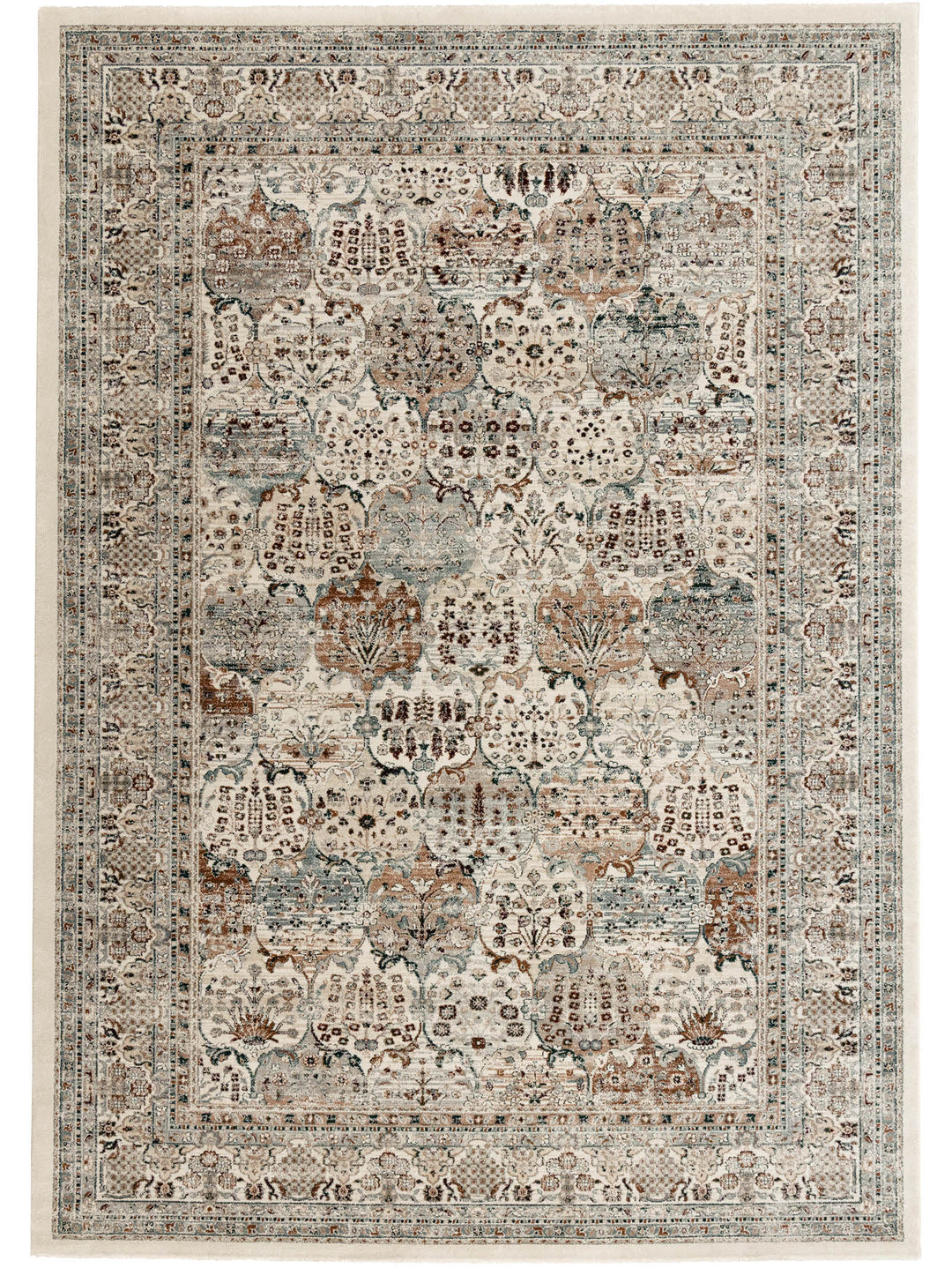 Persian-inspired, softly toned rug with contemporary twist