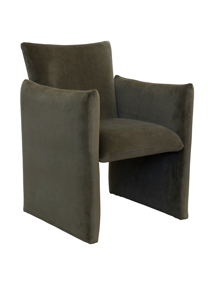 Dark green velvet-like dining chair 