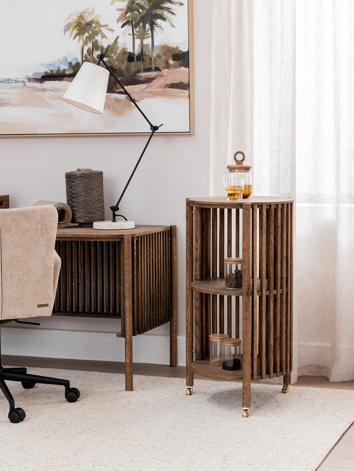 Linea Oak Drinks Trolley in Natura