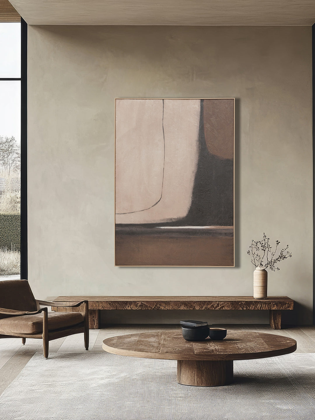 Linear Curves Wall Art in Hazel Cream
