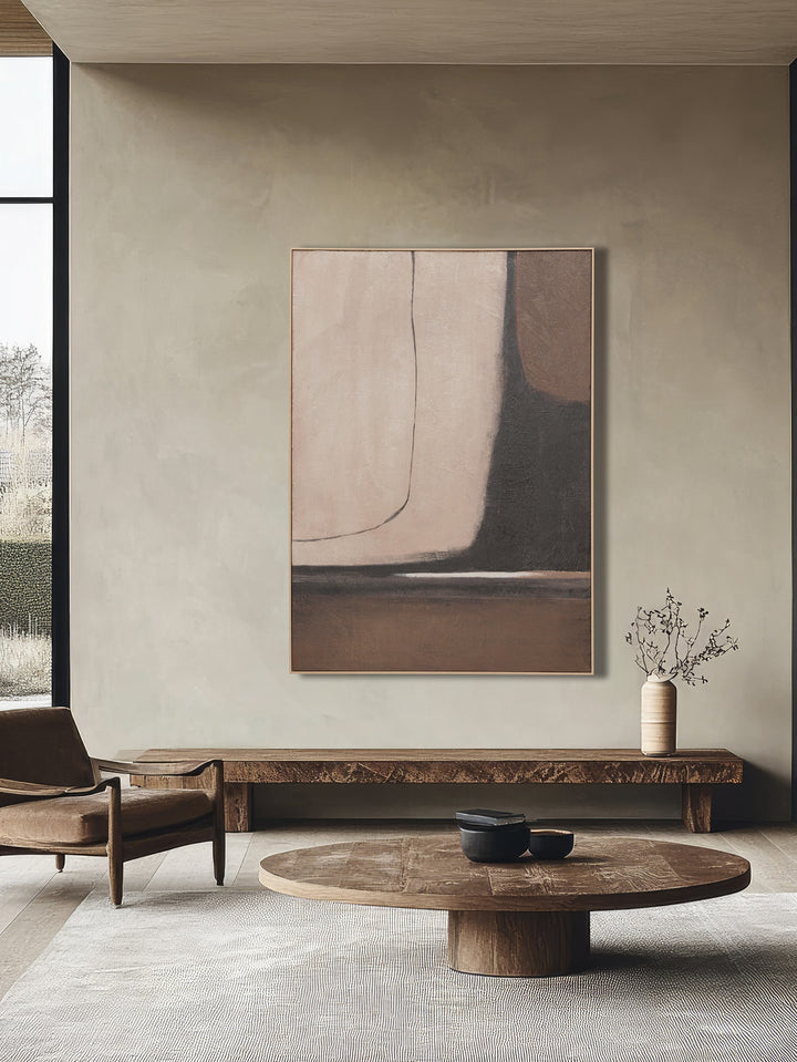 Linear Curves Wall Art in Hazel Cream