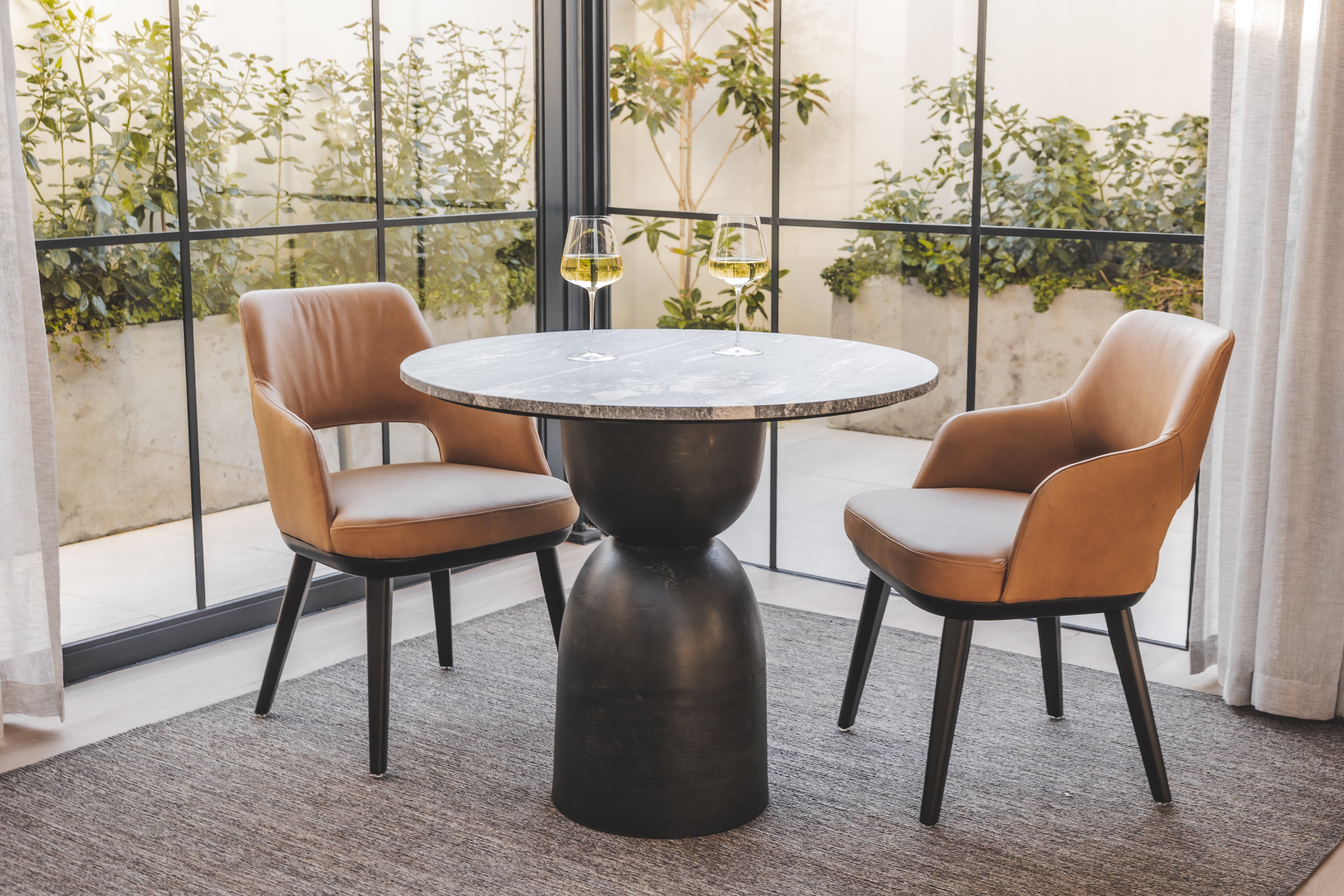 Lisbon Marble Bistro Table in Carbon - Hertex Haus - Hertex Haus