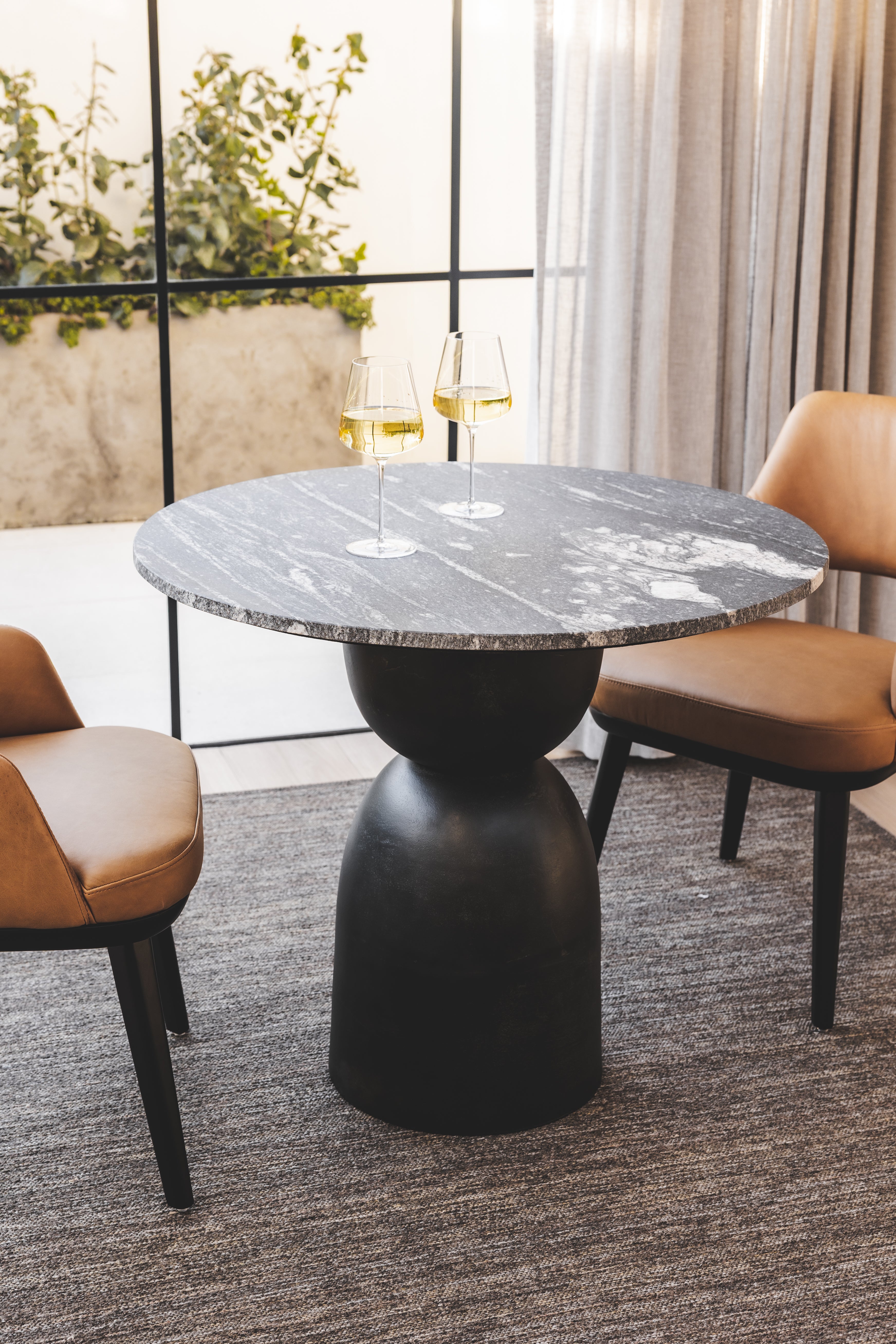 Lisbon Marble Bistro Table in Carbon - Hertex Haus - Hertex Haus