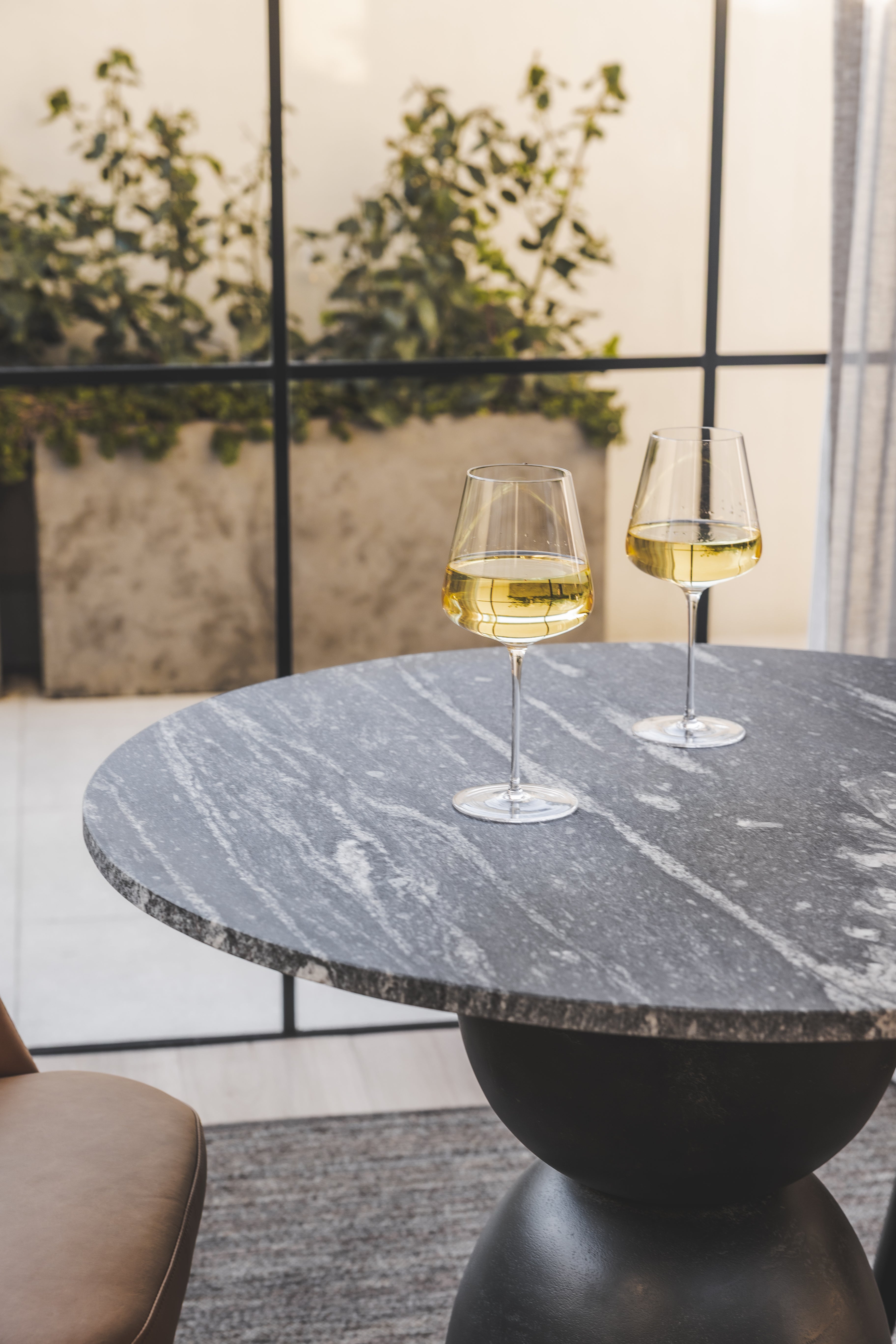 Lisbon Marble Bistro Table in Carbon - Hertex Haus - Hertex Haus