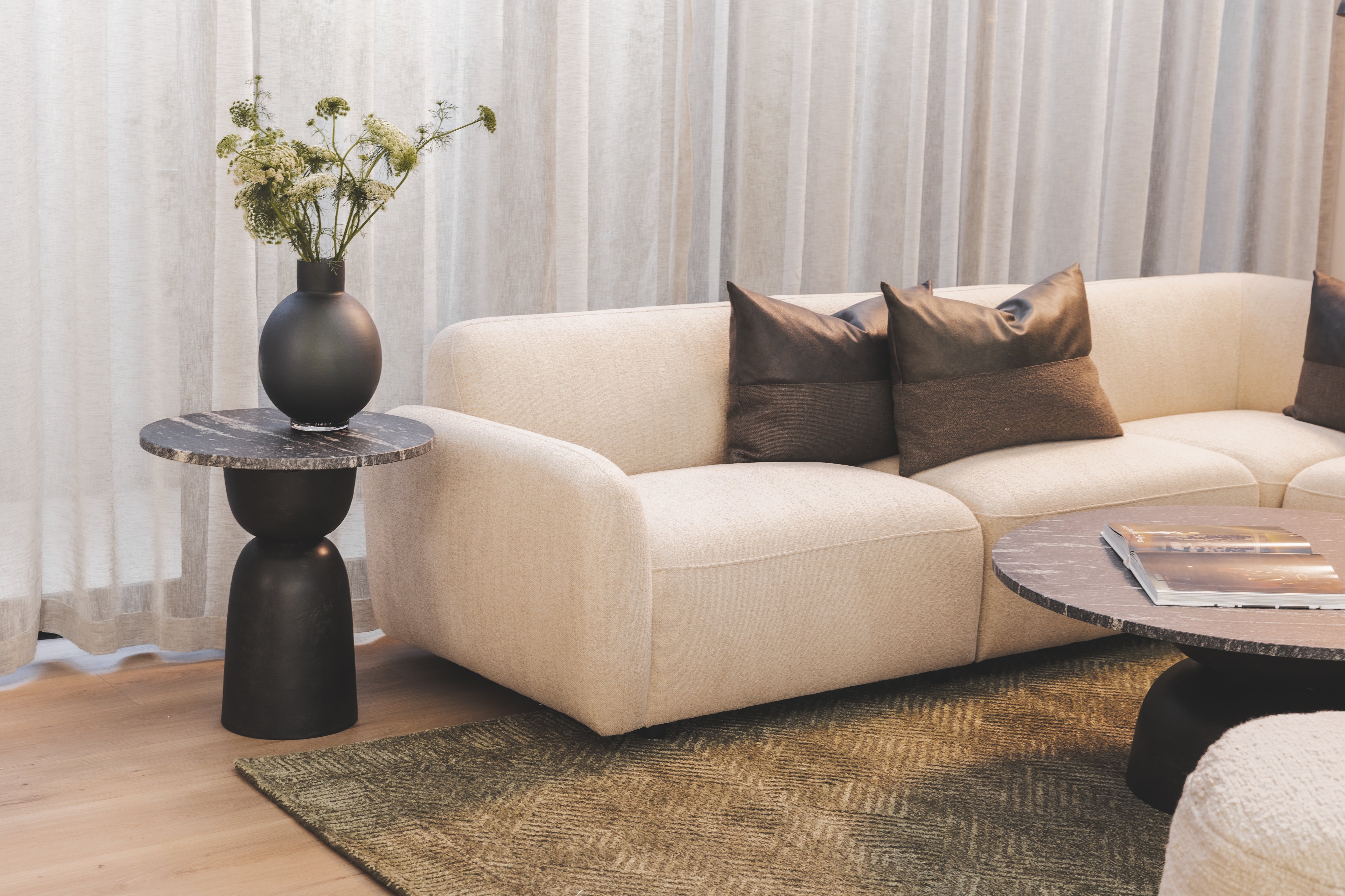 Lisbon Marble Side Table in Carbon - Hertex Haus - Hertex Haus