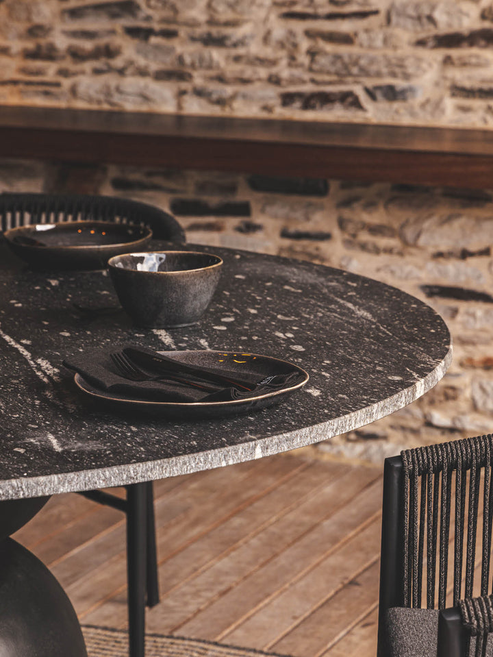 Lisbon Marble Dining Table 6-Seater in Carbon
