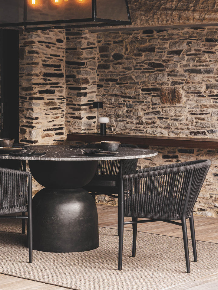 Lisbon Marble Dining Table 6-Seater in Carbon