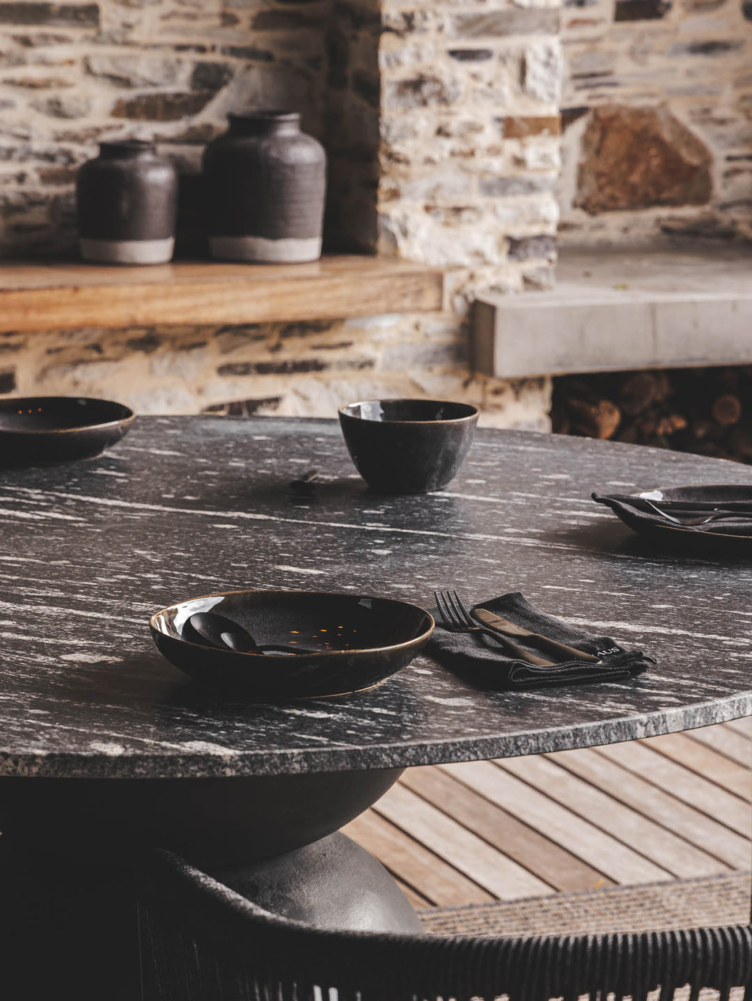 Lisbon Marble Dining Table 6-Seater in Carbon