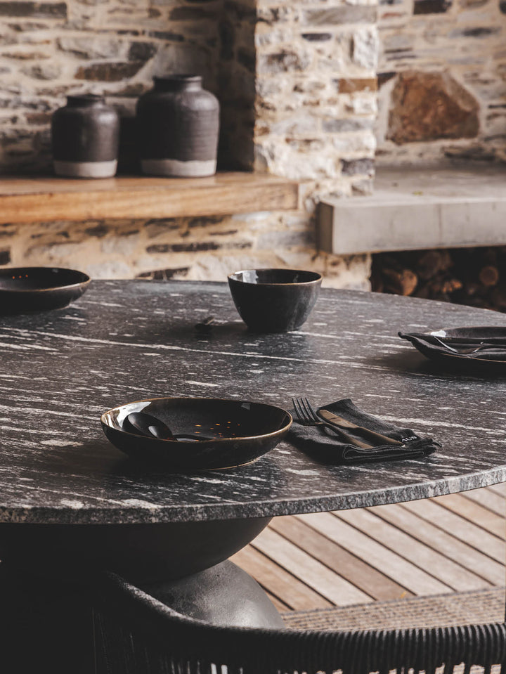 Lisbon Marble Dining Table 6-Seater in Carbon