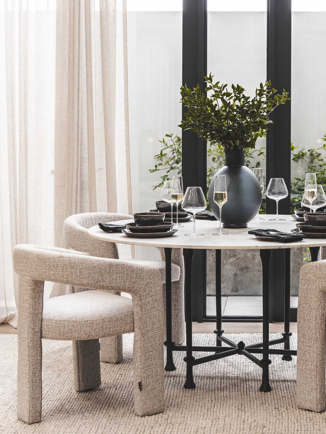 Monaco Marble Dining Table in Salt Rock