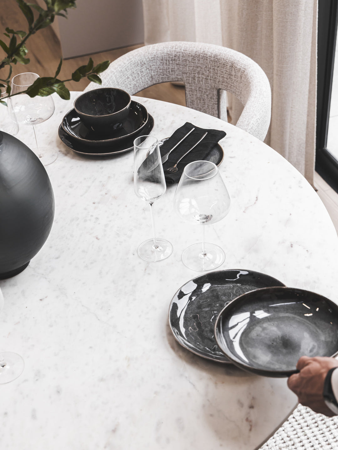 Monaco Marble Dining Table in Salt Rock