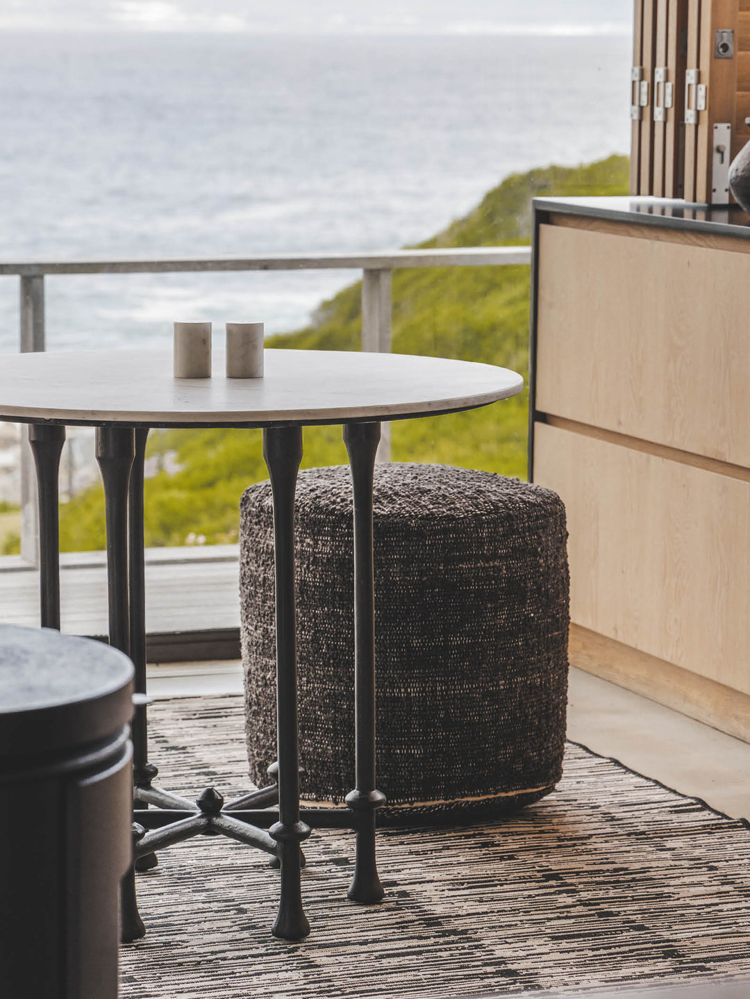 Monaco Marble Bistro Table in Salt Rock