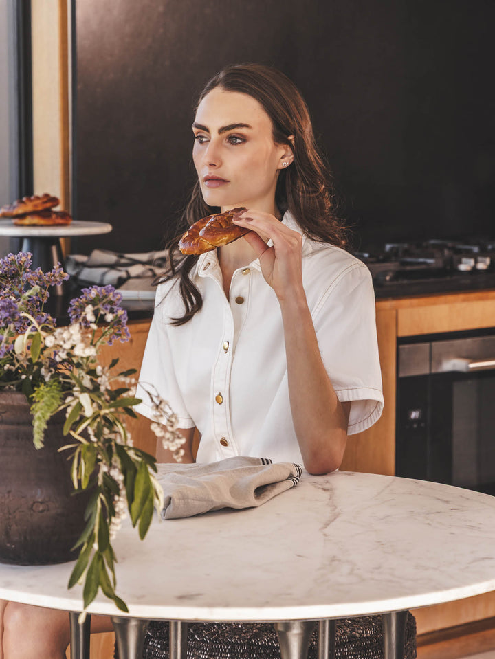 Monaco Marble Bistro Table in Salt Rock