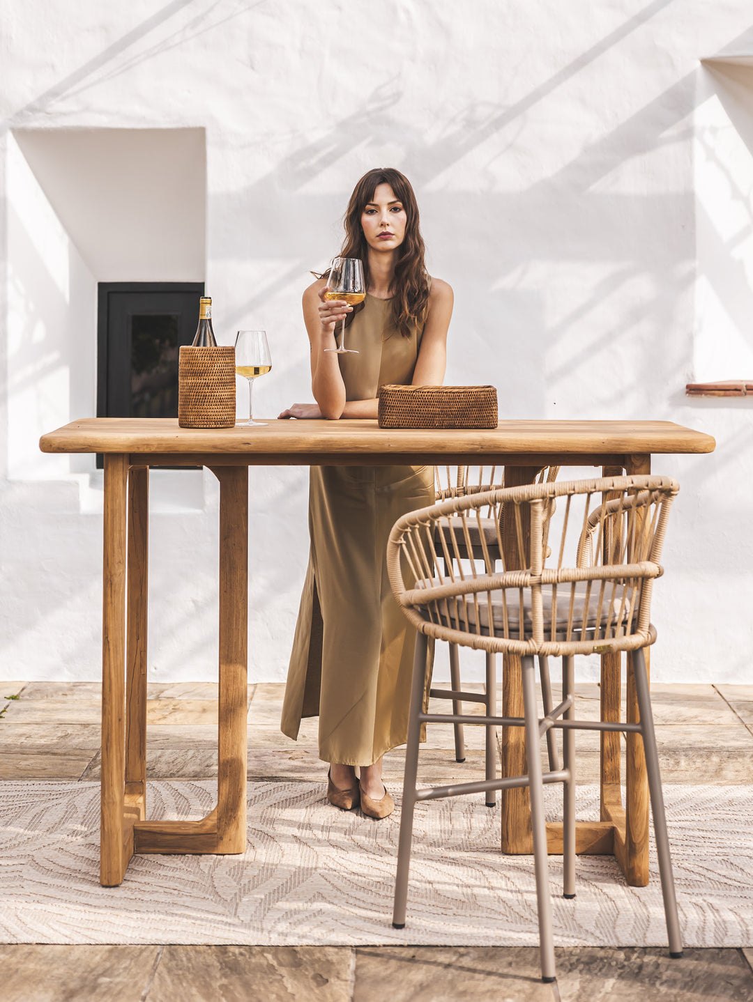 Osaka 6-Seater Teak Bar Table in Natura