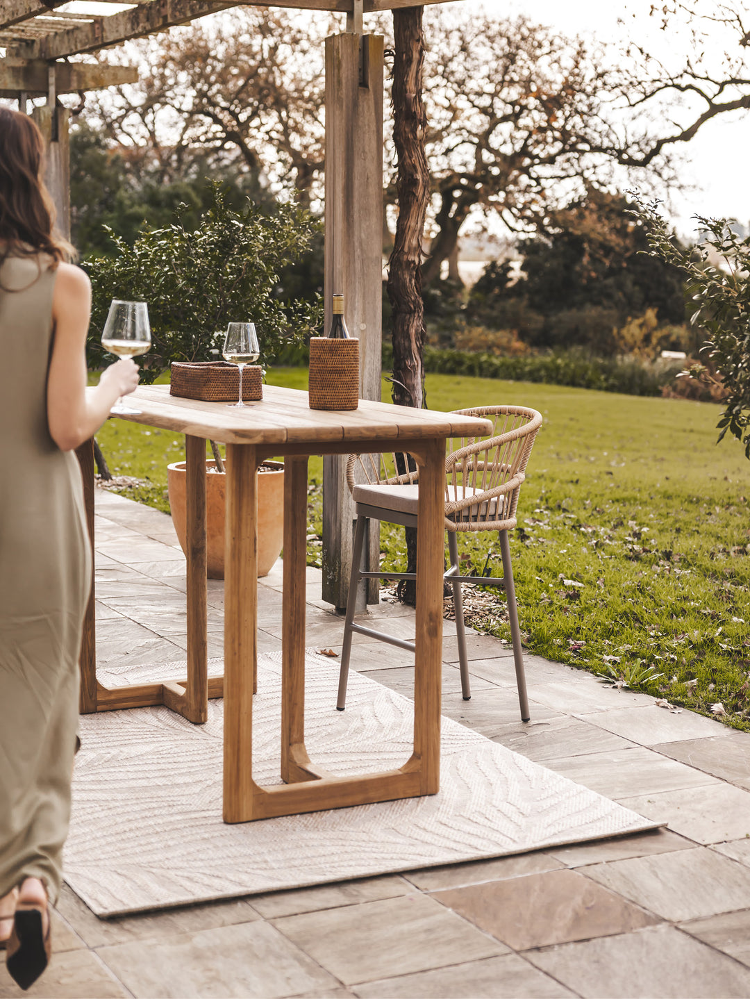 Osaka 6-Seater Teak Bar Table in Natura