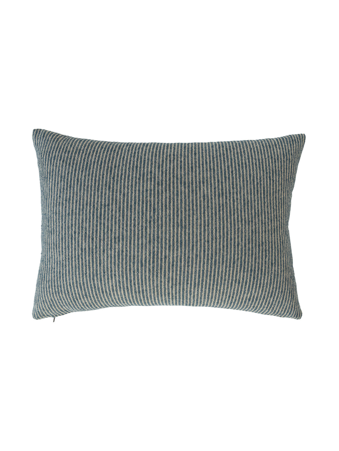 Textured scatter cushion with fine blue stripes