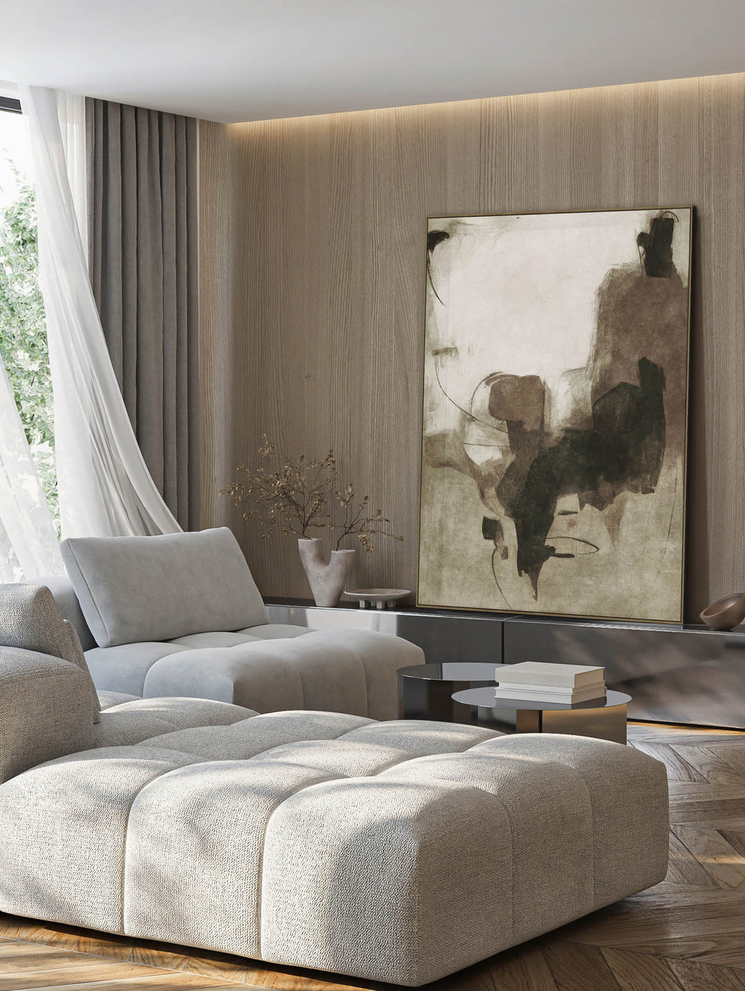 Praline Flow Wall Art in Mocha Mint