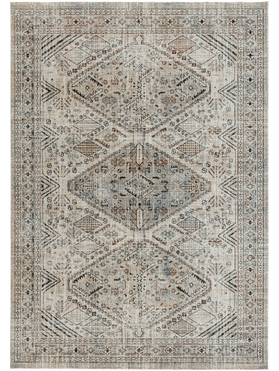 Persian-inspired, softly toned rug with contemporary twist