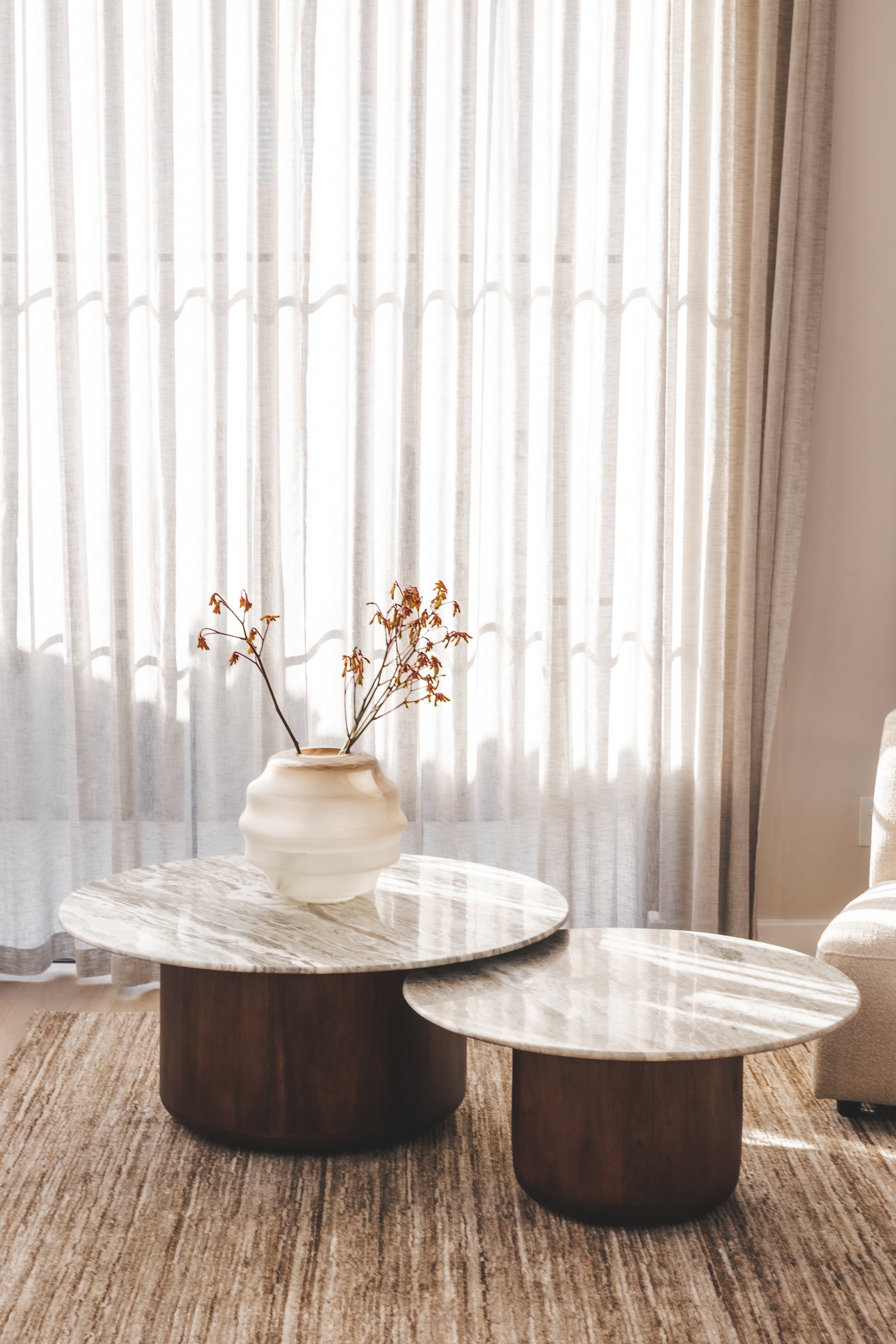 Rooted Marble Coffee Table Set in Husk - Hertex Haus - Hertex Haus