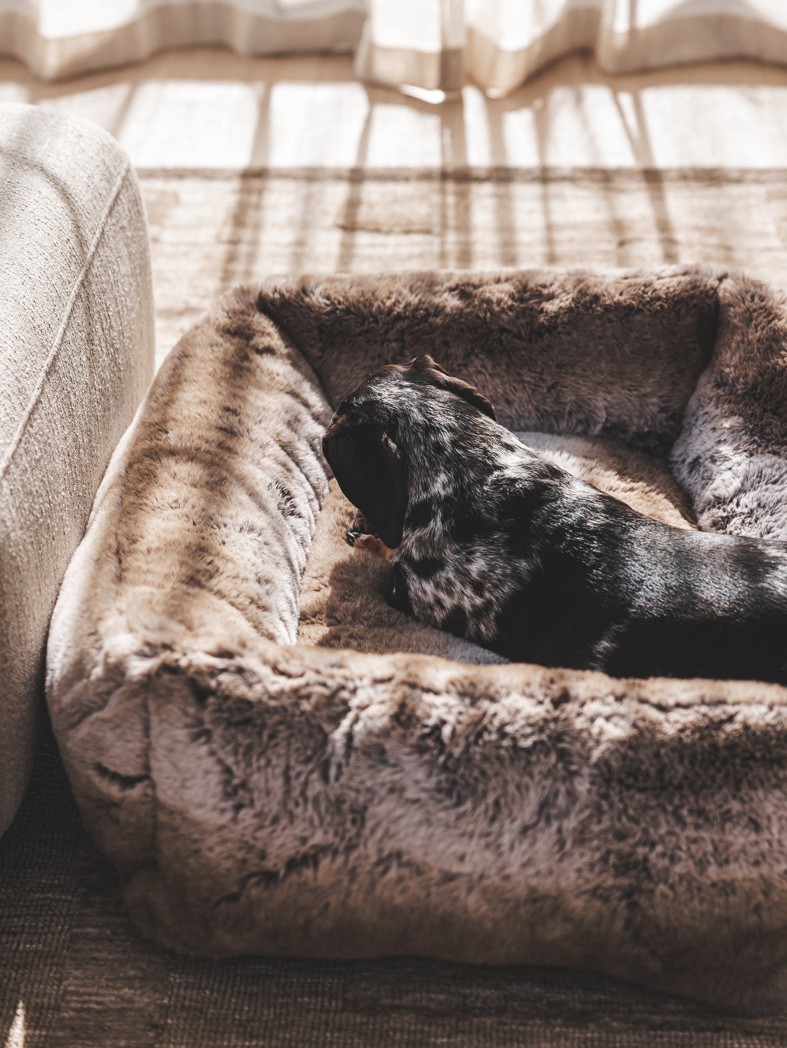 Rover Faux Fur Pet Bed in Coco - Hertex Haus - Hertex Haus