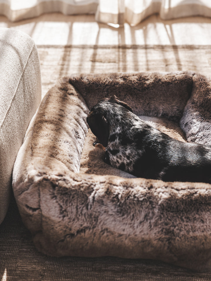Rover Faux Fur Pet Bed in Coco