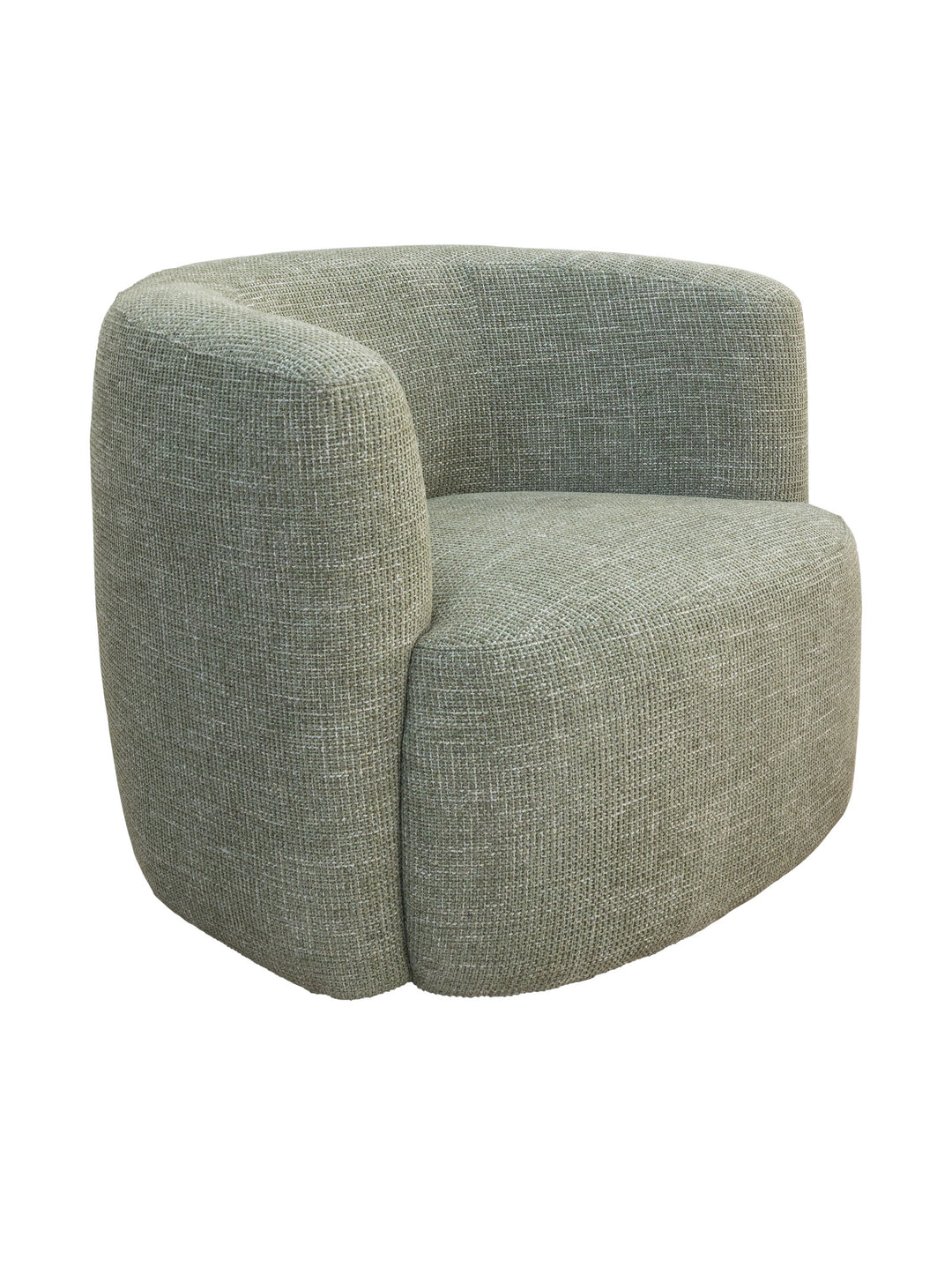 Curved light sage green upholstered occasional chair