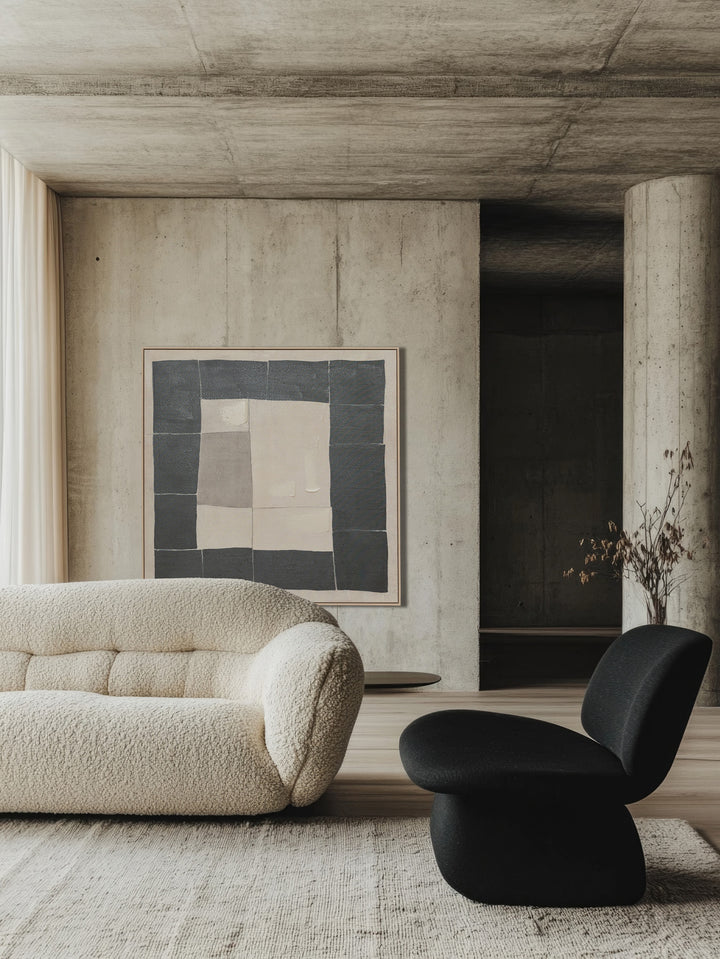 Squared Strata Wall Art in Linen Shade
