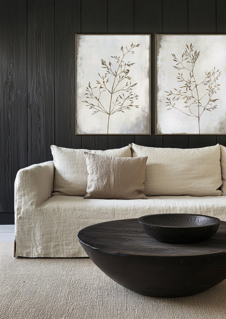 Stems & Leaves Wall Art Set of 2 in Frost