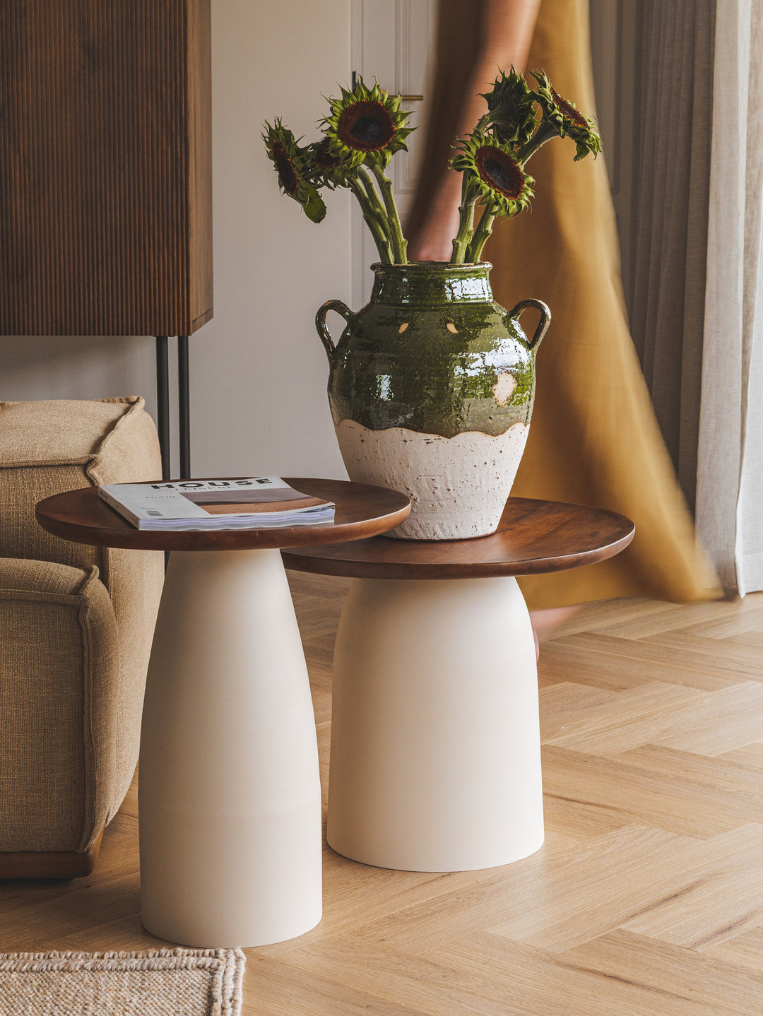 Swizzle Side Table Set in Natura