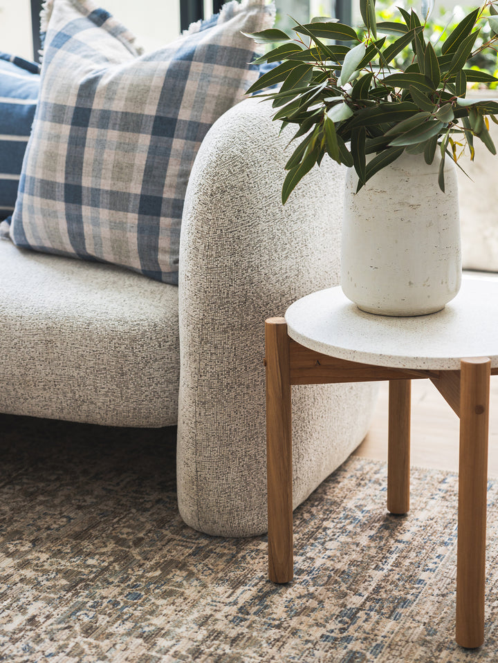 Terrazzo Teak Side Table in Sea Shell