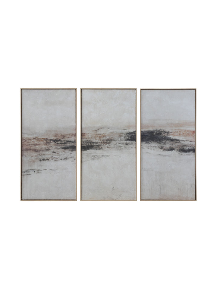 Textured Land Wall Art Set of 3 in Driftwood