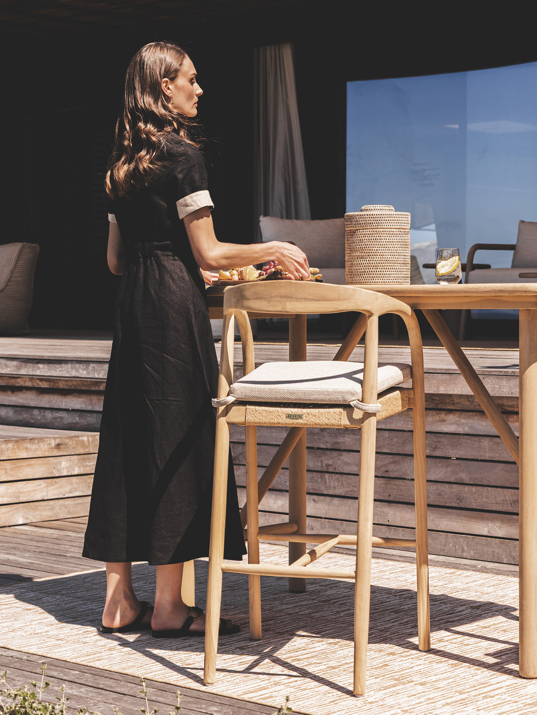 Tulum Teak Bar Chair in Natura