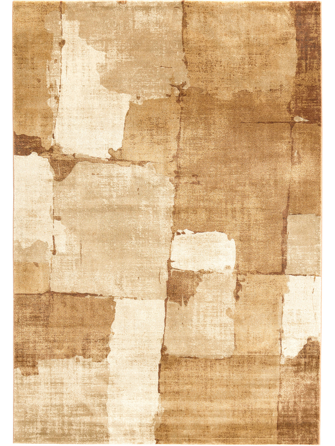 Textured area rug with abstract pattern in beige and brown tones
