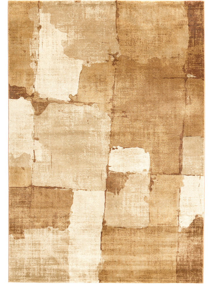 Textured area rug with abstract pattern in beige and brown tones