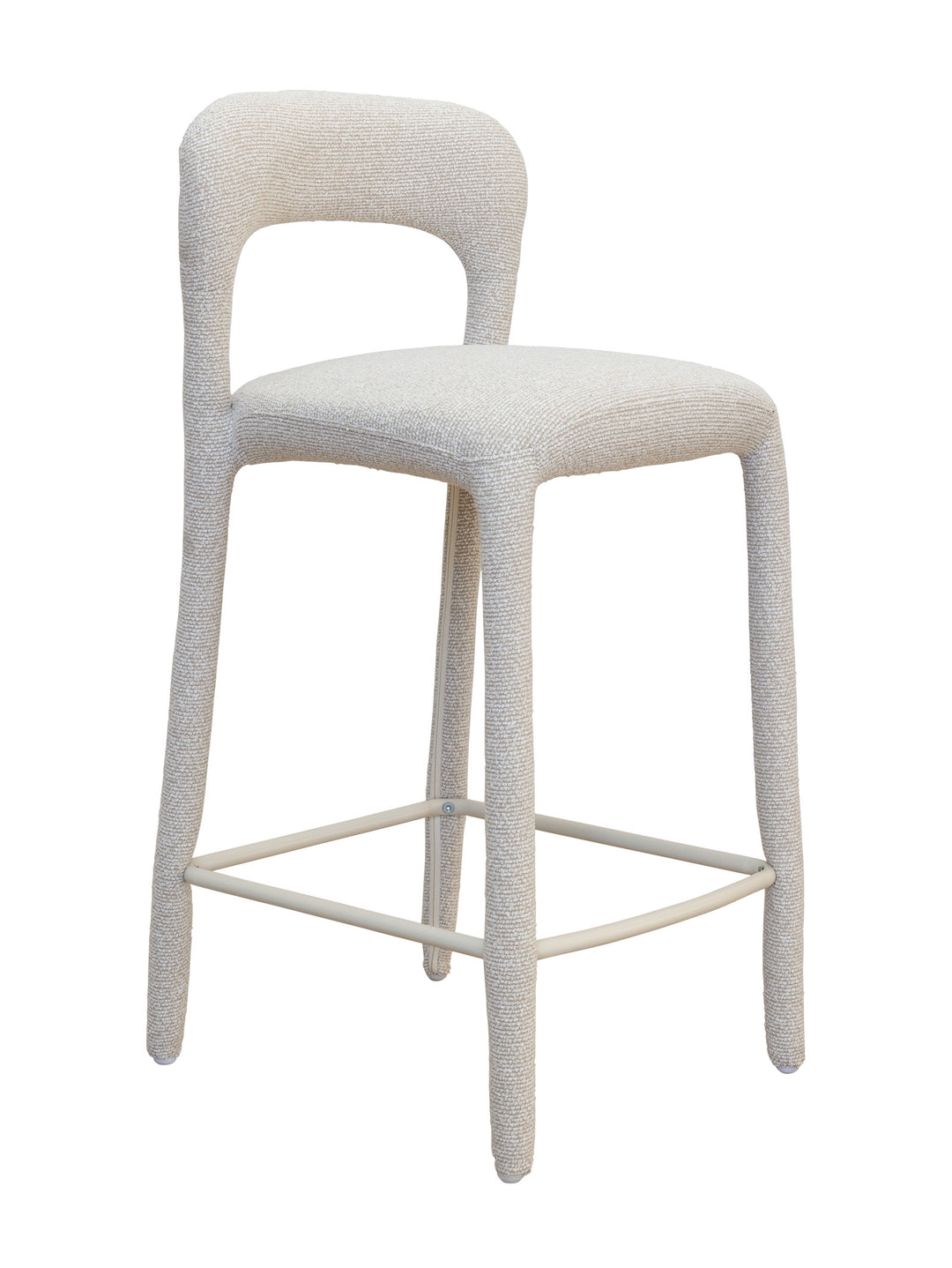 White bar stool with a textured seat and backrest 