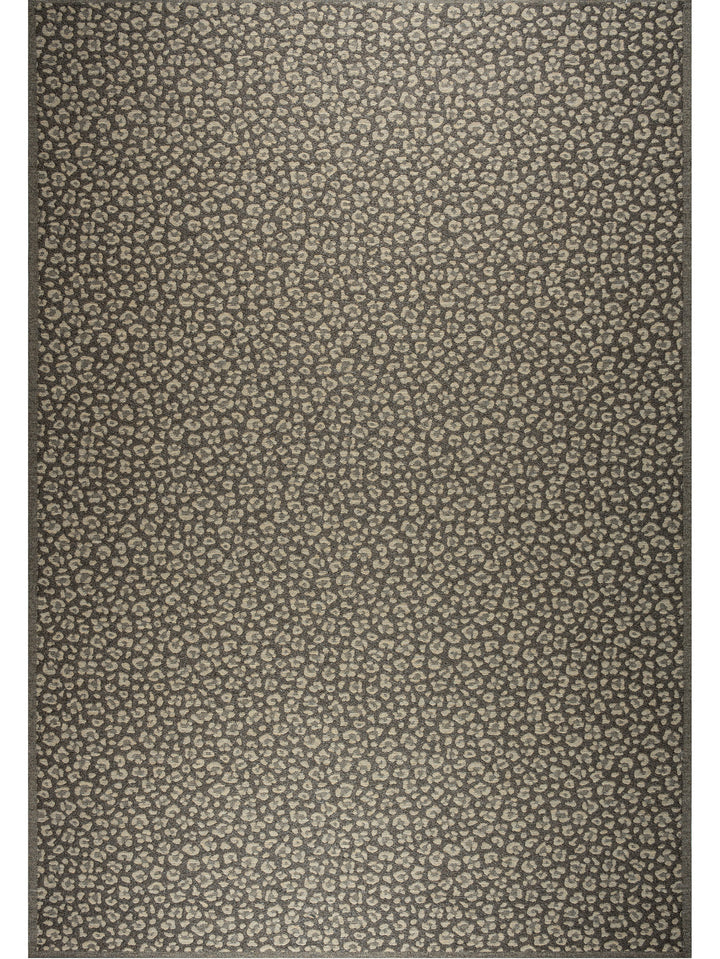 Textured brown area rug with a subtle leopard pattern