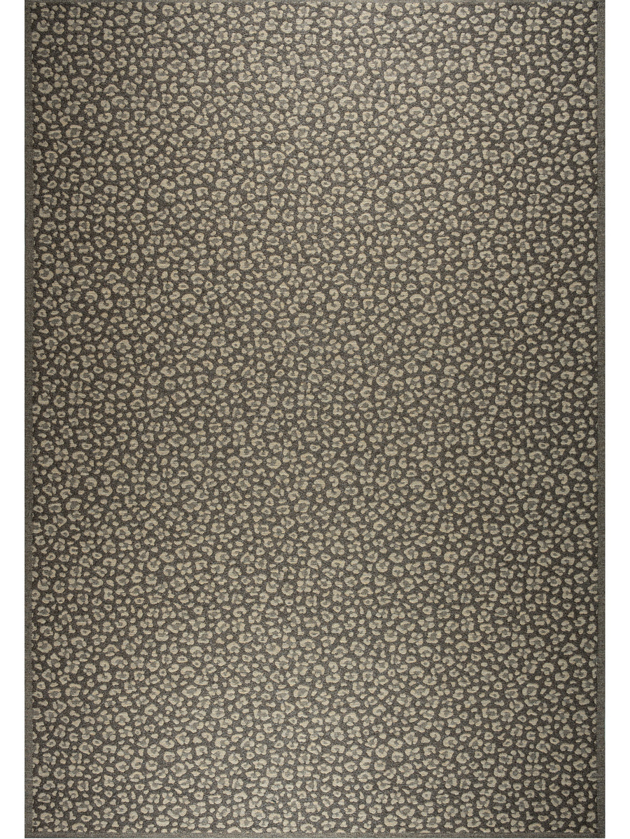 Textured brown area rug with a subtle leopard pattern