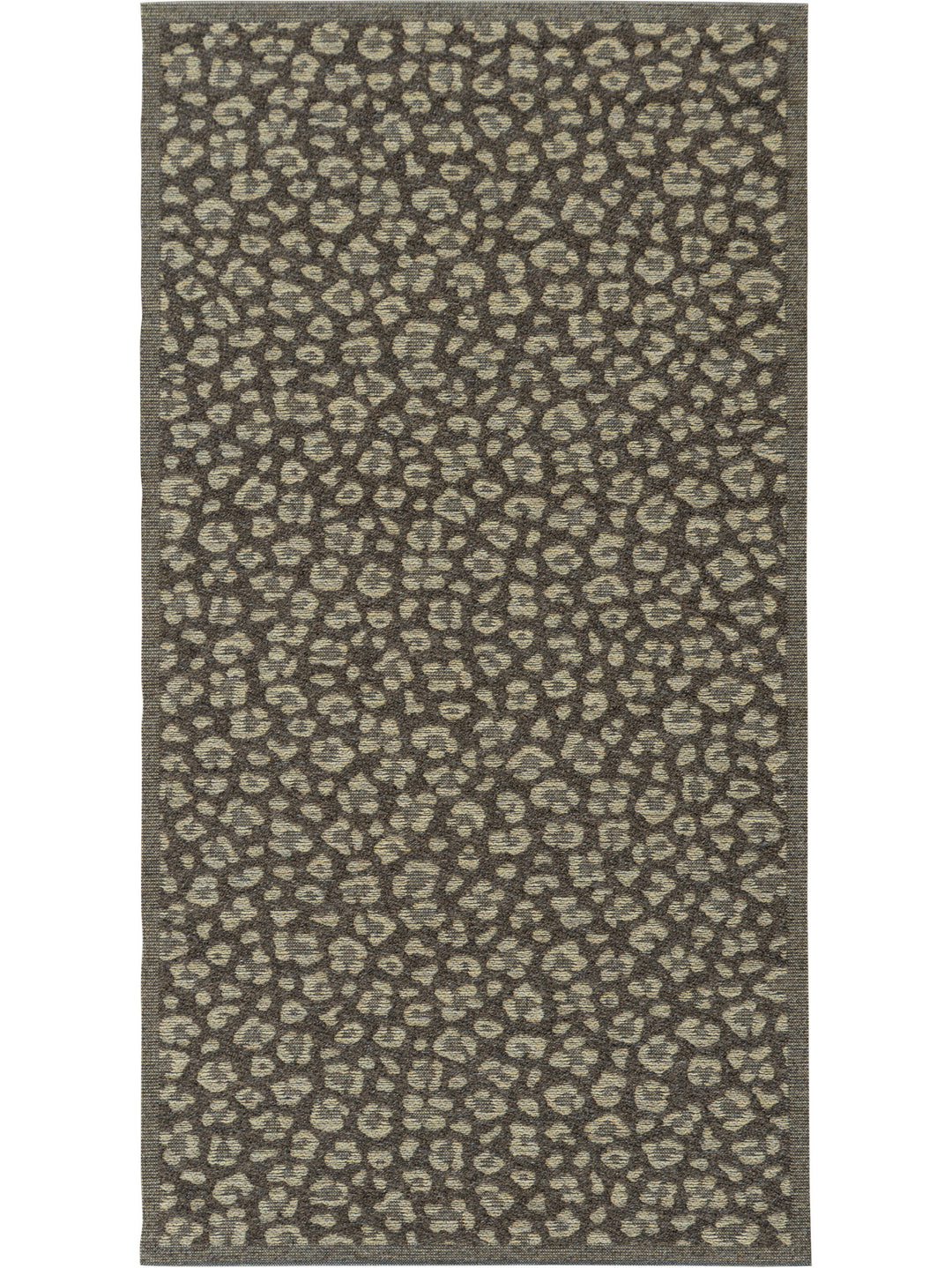 Brown rug with a leopard print pattern