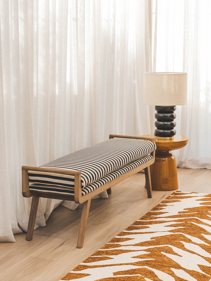 Zebra Oak Bench in Zebra Mono