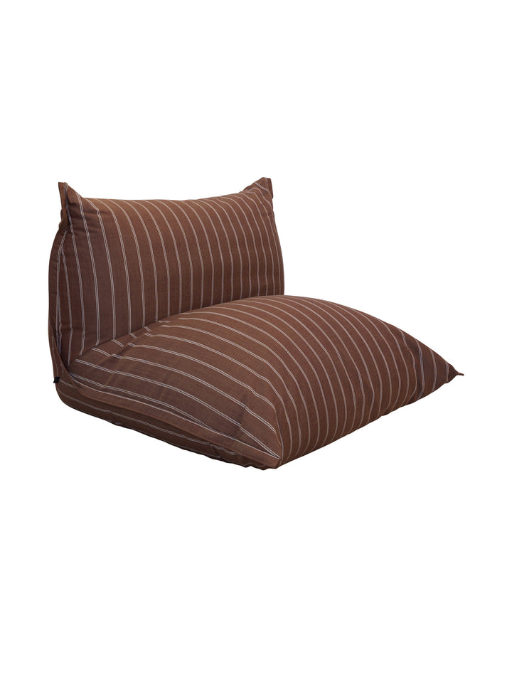 Striped terracotta occasional chair in beanbag-form that can be used on your patio or in your pool, upholstered with weather-resistant fabric and contains EPP filling.