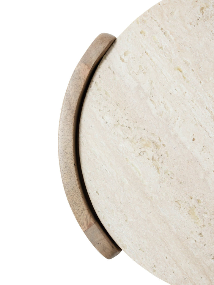 Curved Side Table in Travertine - side table - Hertex Haus - Furniture