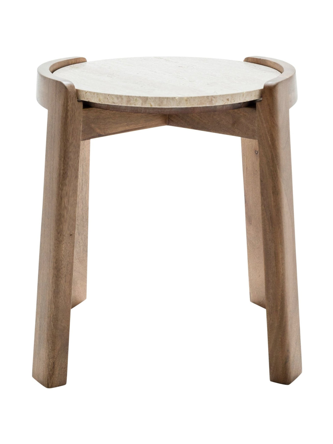 Curved Side Table in Travertine - side table - Hertex Haus - Furniture