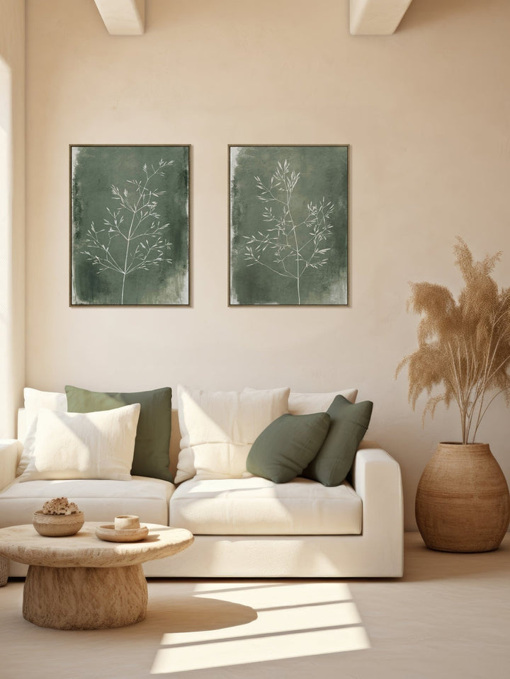 Twin Foliage Set 2 Wall Art in Evergreen - Wall Art - Hertex Haus - badge_hand_painted_finish