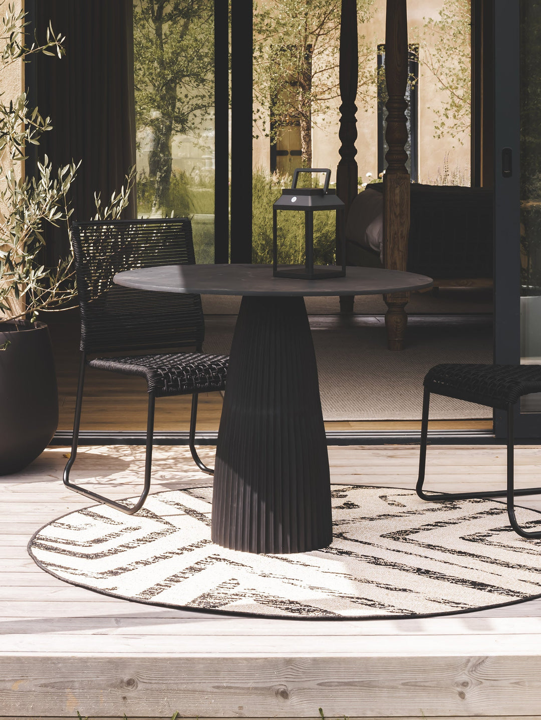 Maddox Round Outdoor Rug in Carbon - Rugs- Hertex Haus Online - badge_fully_outdoor