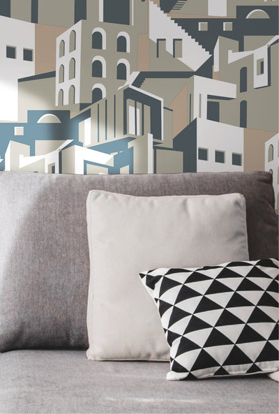 Modern Cityscape Wallpaper in Natural Wonder - Hertex Haus Online - Homeware