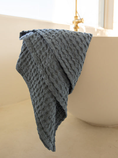 Noah Waffle Towel in Bluestone - Towels- Hertex Haus Online - bed & bath