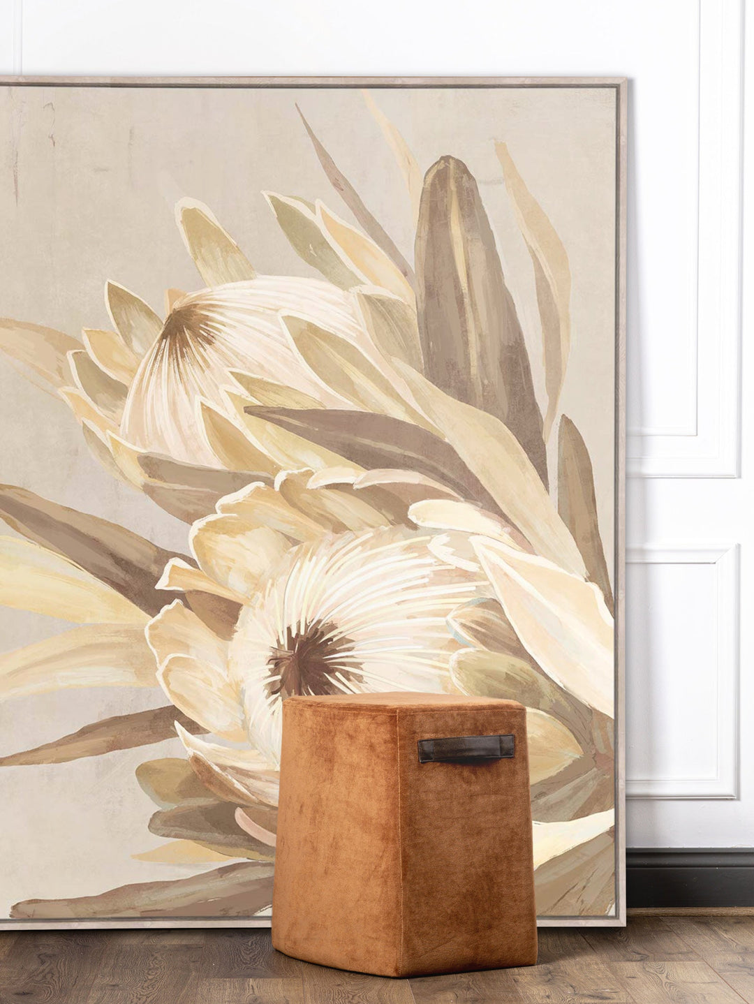 Regal Blooms Wall Art in Dry Gold - Wall Art- Hertex Haus Online - badge_hand_painted_finish