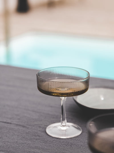 Ripple Champagne Coupe Set of 2 in Smoke - Tableware- Hertex Haus Online - Black Friday 2023